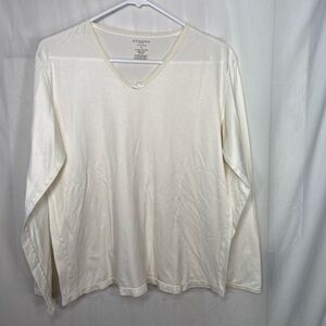 Sonoma women’s cream smooth lace hem bow vneck long sleeve top intimates XL‎